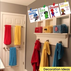 Bathroom Art Prints Inspirational For Kids, 4 prints 8.5 X 10 Inch, In Cardstock